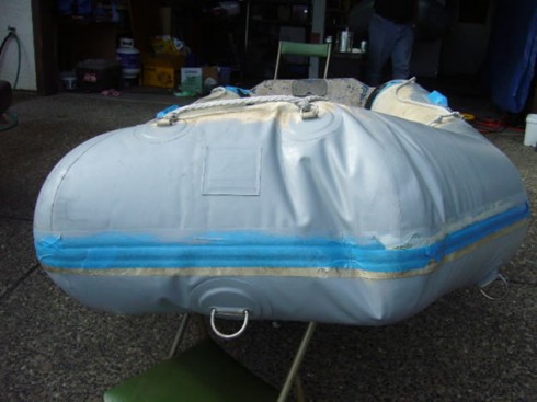 Inflatable boat paint restoration